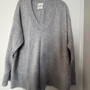 Gray V-Neck Women's Sweater